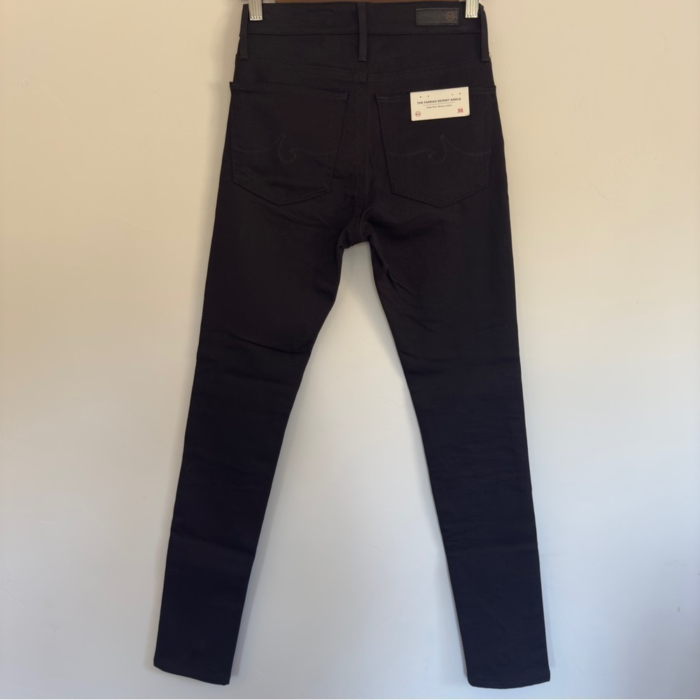 NWT AG Farrah Skinny Ankle High-Rise Faux Leather Front Denim Back Black Size:25 - Picture 3 of 4